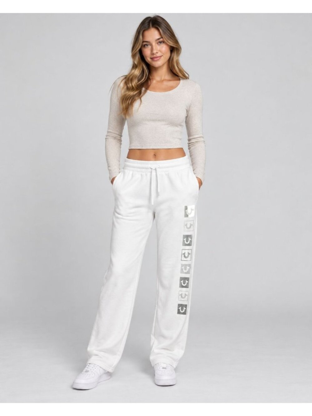 True Religion Womens Crystal Box White Sweatpants Size Medium - Picture 15 of 16